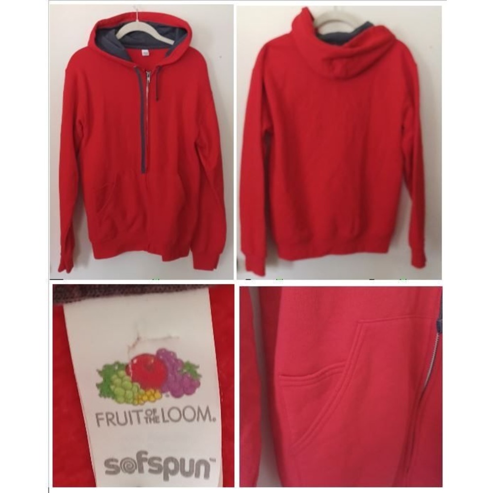 Fruit of the Loom Sz Small Sofspun Jacket/Hood Full-Zip Hoodie Unisex Gray Lined